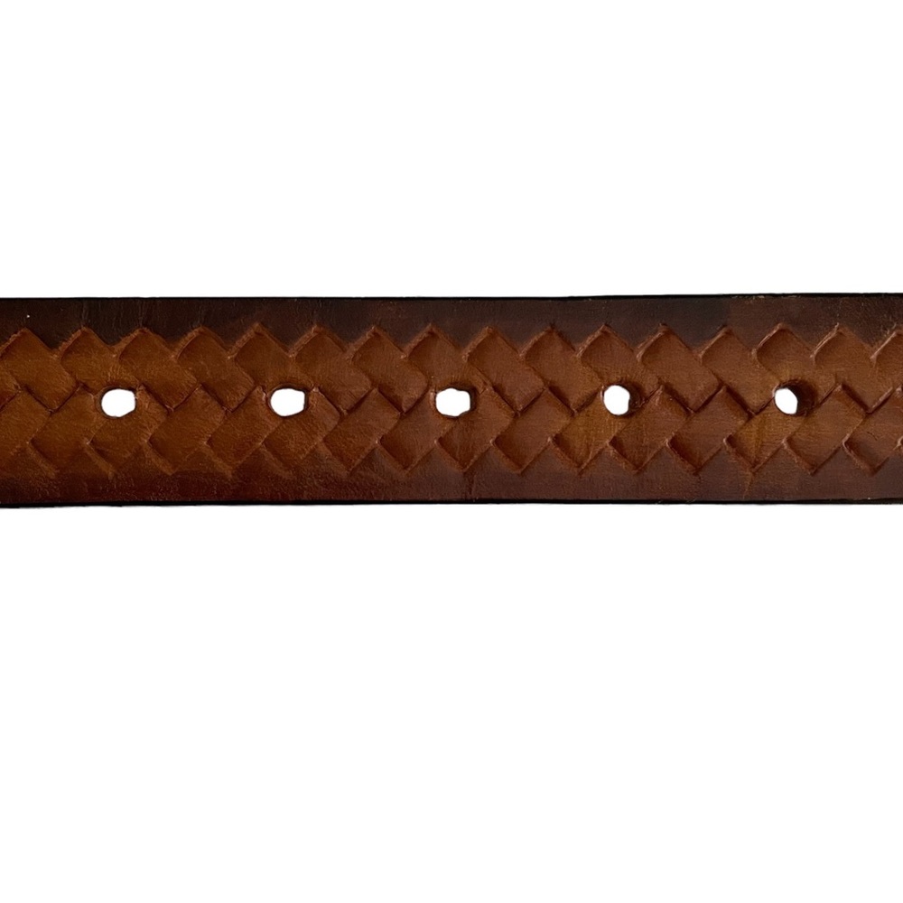 ❌ SOLD ❌ Leather Belt With Woven Braided Inset Brown Size 36 - Picture 5 of 6